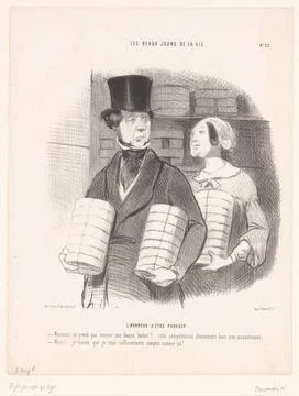 RECORD DATE NOT STATED  Man with fifteen boxes of sweets, HonorÃ Daumier, .. 写真素材