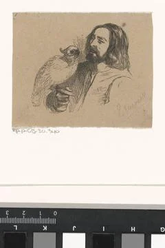 RECORD DATE NOT STATED  Man with a parrot, Elchanon Verveer, 1836 - 1900 p... Foto stock