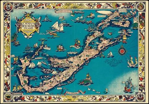 RECORD DATE NOT STATED A map of the Bermuda Islands : ya des demonios, isl... Stock Photos