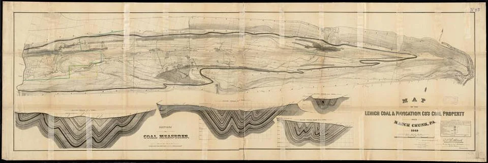 RECORD DATE NOT STATED Map of the Lehigh Coal &amp; Navigation Co. s coal prop... Stock Photos