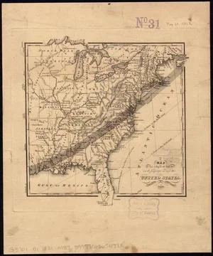 RECORD DATE NOT STATED A map of the eclipse of Feby. 12th in its passage a... Stock Photos