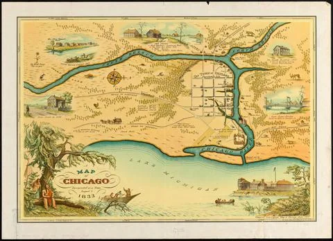 RECORD DATE NOT STATED A map of Chicago : incorporated as a town August 5,... Stock Photos