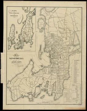 RECORD DATE NOT STATED Map of Newport, R.I. Includes index, table of dista... Stock Photos