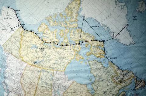 RECORD DATE NOT STATED A map of North America near the Arctic Circle showi... 스톡 사진