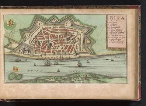 RECORD DATE NOT STATED  Map of Riga, Anonymous, 1735 Map in a nutshell of ... Stock Photos