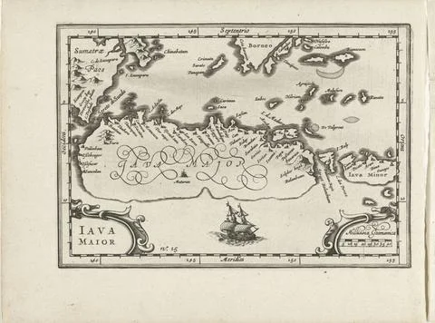 RECORD DATE NOT STATED  Map of the island of Java, 1596, 1646 print Map of... Stock Photos