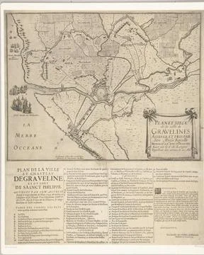 RECORD DATE NOT STATED  Map of siege and conquest of Grevelingen, 1644, 16... Stock Photos