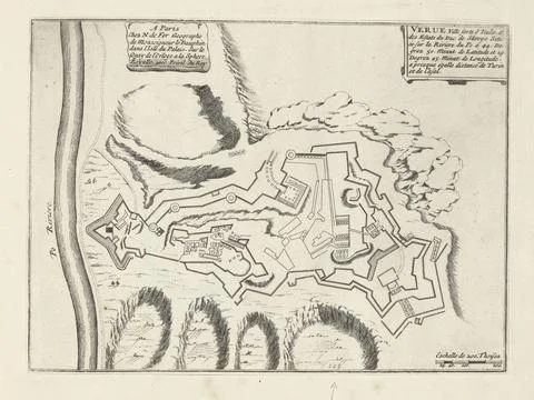 RECORD DATE NOT STATED  Map of Verua (Verue), 1693, 1693 print Map of the ... Fotos Stock