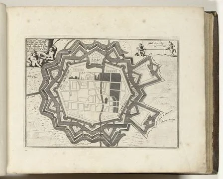 RECORD DATE NOT STATED  Map of Landau, 1693, 1693 print Map of the reinfor... Fotos Stock
