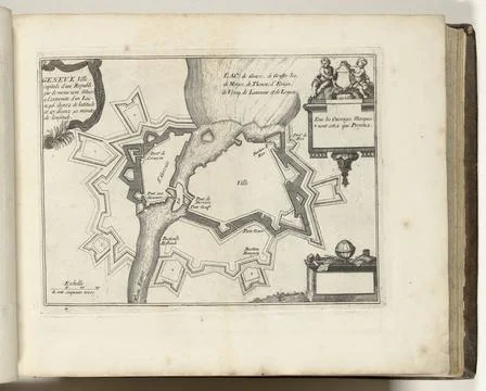 RECORD DATE NOT STATED  Map of Geneva, 1693, 1693 print Map of the reinfor... Stock Photos