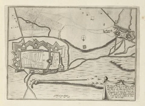 RECORD DATE NOT STATED  Map of Calais, 1693, 1693 print Map of the reinfor... Fotos Stock