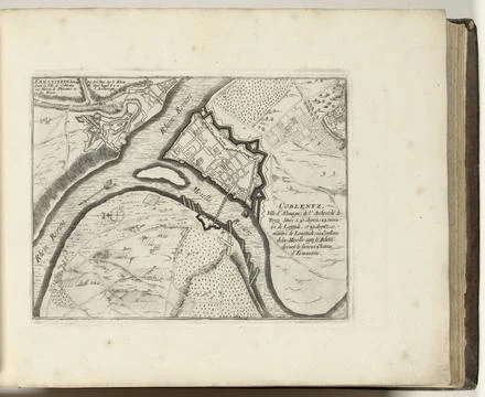 RECORD DATE NOT STATED  Map of Koblenz, 1693, 1693 print Map of the reinfo... Stockfoto's