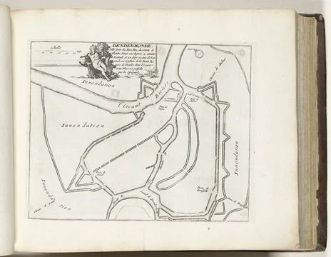 RECORD DATE NOT STATED  Map of Dendermonde, ca. 1693-1695, 1693 - 1695 pri... Fotos Stock