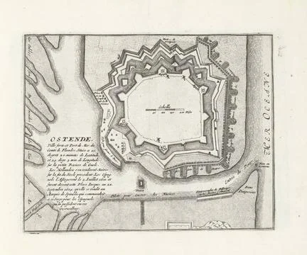 RECORD DATE NOT STATED  Map of Ostend, ca. 1693-1695, 1693 - 1695 print Ma... Fotos Stock