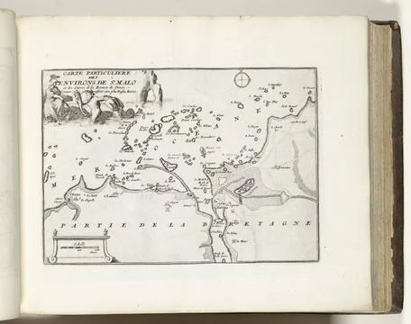 RECORD DATE NOT STATED  Map of the surroundings of Saint-Malo, ca. 1693-16... Stock Photos