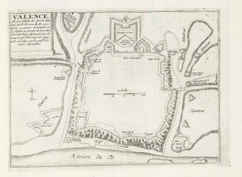 RECORD DATE NOT STATED  Map of Valenza, ca. 1693-1695, 1693 - 1695 print M... Stockfoto's