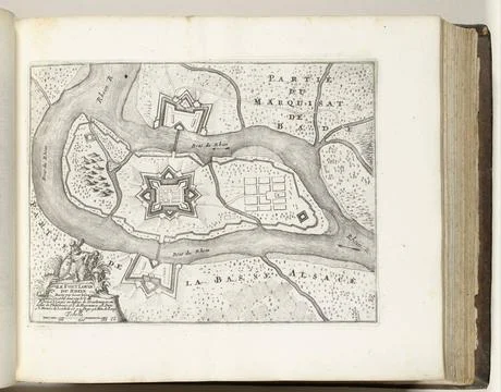 RECORD DATE NOT STATED  Map of Fort Louis, ca. 1695, 1695 - 1697 print Map... Stock Photos