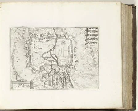 RECORD DATE NOT STATED  Map of Haguenau, ca. 1695, 1695 - 1697 print Map o... Stock Photos
