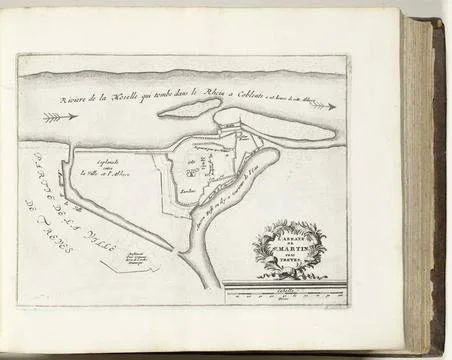 RECORD DATE NOT STATED  Map of the St. Martin abbey at Trier, ca. 1693-169... Stock Photos