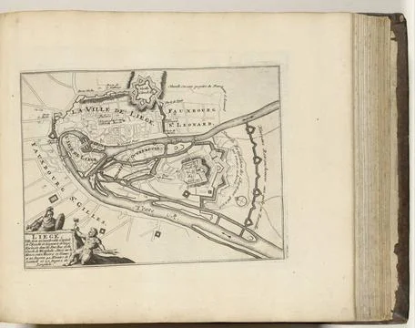 RECORD DATE NOT STATED  Map of Liege, ca. 1693-1696, 1693 - 1696 print Map... Fotos Stock