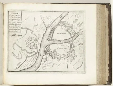 RECORD DATE NOT STATED  Map of Bayonne, ca. 1693-1696, 1693 - 1696 print M... Stockfoto's