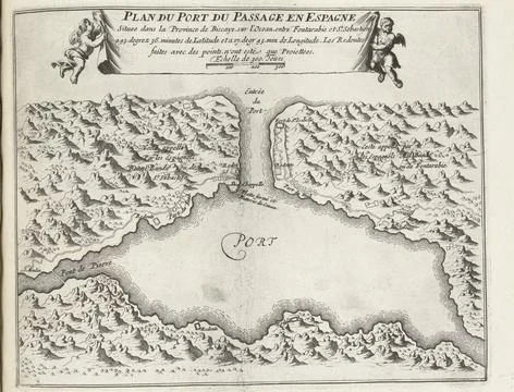 RECORD DATE NOT STATED  Map of the natural port of Puerto de Pasajes, ca. ... Stock Photos