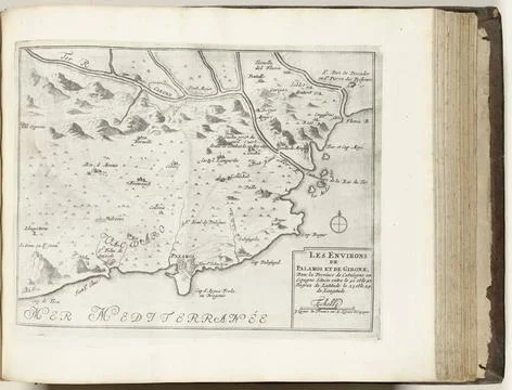 RECORD DATE NOT STATED  Map the surroundings of Palamos and Gerona, ca. 16... Stock Photos