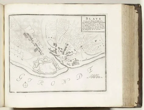 RECORD DATE NOT STATED  Map of Blaye, ca. 1693-1696, 1693 - 1696 print Map... Stock Photos