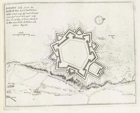 RECORD DATE NOT STATED  Map of Longwy, ca. 1693-1696, 1693 - 1696 print Ma... Stock Photos