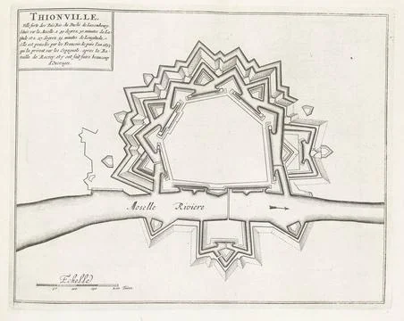 RECORD DATE NOT STATED  Map of Thionville, ca. 1693-1696, 1693 - 1696 prin... Fotos Stock