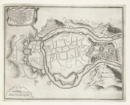RECORD DATE NOT STATED  Map of Besancon, ca. 1693-1696, 1693 - 1696 print ... Stockfoto's