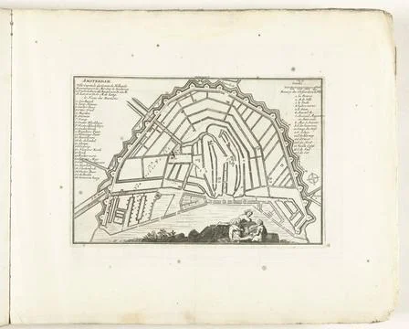 RECORD DATE NOT STATED  Map of Amsterdam, c. 1702, 1702 - 1703 print Map o... Stock Photos