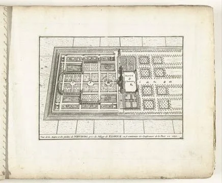RECORD DATE NOT STATED  Map of Huis Ter Nieuburch in Rijswijk, ca. 1702, 1... Stock Photos