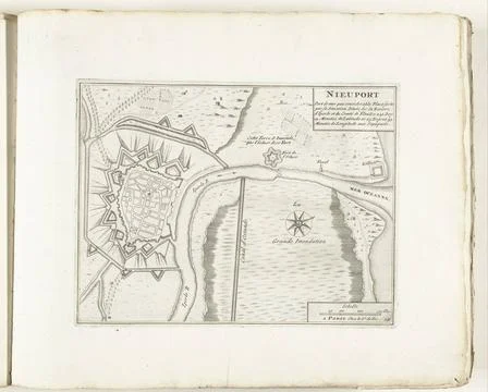 RECORD DATE NOT STATED  Map of Nieuwpoort, ca. 1702, 1702 - 1703 print Map... Stockfoto's