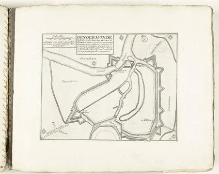 RECORD DATE NOT STATED  Map of Dendermonde, ca. 1702, 1702 - 1703 print Ma... Fotos Stock