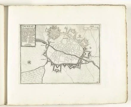 RECORD DATE NOT STATED  Map of Tournai, ca. 1702, 1702 - 1703 print Map of... Stock Photos