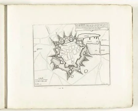 RECORD DATE NOT STATED  Map of Le Quesnoy, ca. 1702, 1702 - 1703 print Map... Fotos Stock