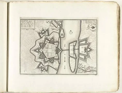RECORD DATE NOT STATED  Map of Huningue, ca. 1702, 1702 - 1703 print Map o... Stock Photos