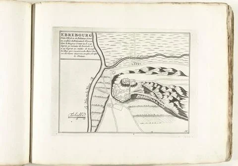 RECORD DATE NOT STATED  Map of EbrÃ bourg, ca. 1702, 1702 - 1703 print Map.. Stock Photos
