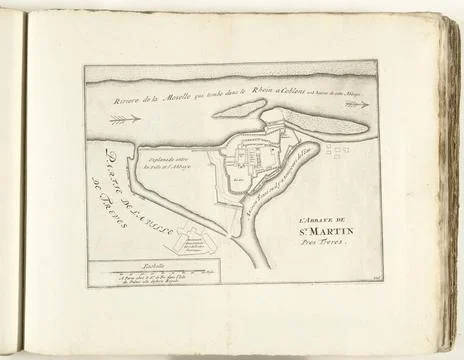 RECORD DATE NOT STATED  Map of the St. Martin abbey at Trier, ca. 1702, 17... Stock Photos