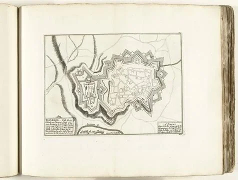 RECORD DATE NOT STATED  Map of Pinerolo, ca. 1702, 1702 - 1703 print Map o... Stockfoto's