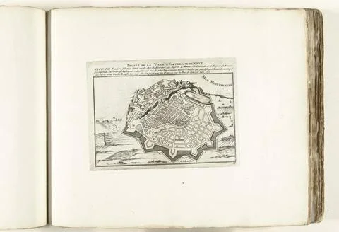 RECORD DATE NOT STATED  Map of Nice, ca. 1702, 1702 - 1703 print Map of th... Fotos Stock