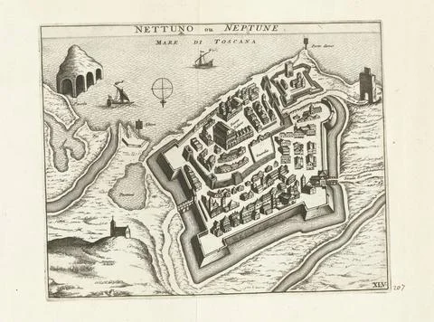 RECORD DATE NOT STATED  Map of Nettuno, ca. 1702, 1702 - 1703 print Map of... Stock Photos