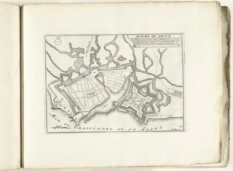 RECORD DATE NOT STATED  Map of Le Havre, ca. 1702, 1702 - 1703 print Map o... Stock Photos