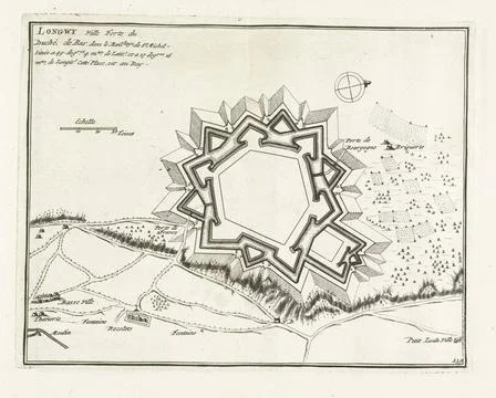 RECORD DATE NOT STATED  Map of Longwy, ca. 1702, 1702 - 1703 print Map of ... Fotos Stock