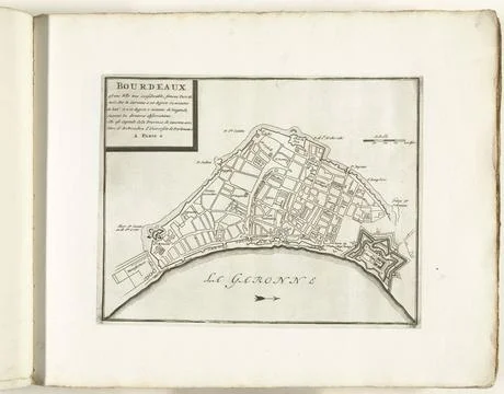 RECORD DATE NOT STATED  Map of Bordeaux, ca. 1702, 1702 - 1703 print Map o... Fotos Stock