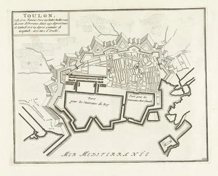 RECORD DATE NOT STATED  Map of Toulon, ca. 1702, 1702 - 1703 print Map of ... Fotos Stock