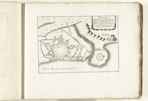 RECORD DATE NOT STATED  Map of Rosas, ca. 1702, 1702 - 1703 print Map of t... Stock Photos