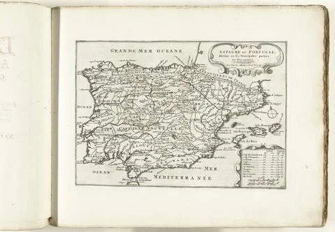 RECORD DATE NOT STATED  Map of Spain and Portugal, ca. 1702, 1702 - 1703 p... Stock Photos