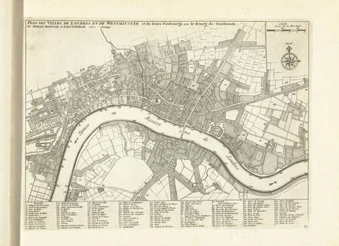 RECORD DATE NOT STATED  Map of London, 1726, 1726 print Map of London. Pla... Stock Photos